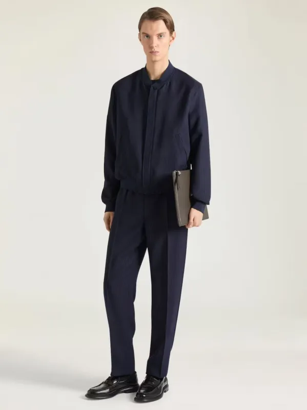 Navy Couture Seam Striped Wool Joggers made by Givenchy