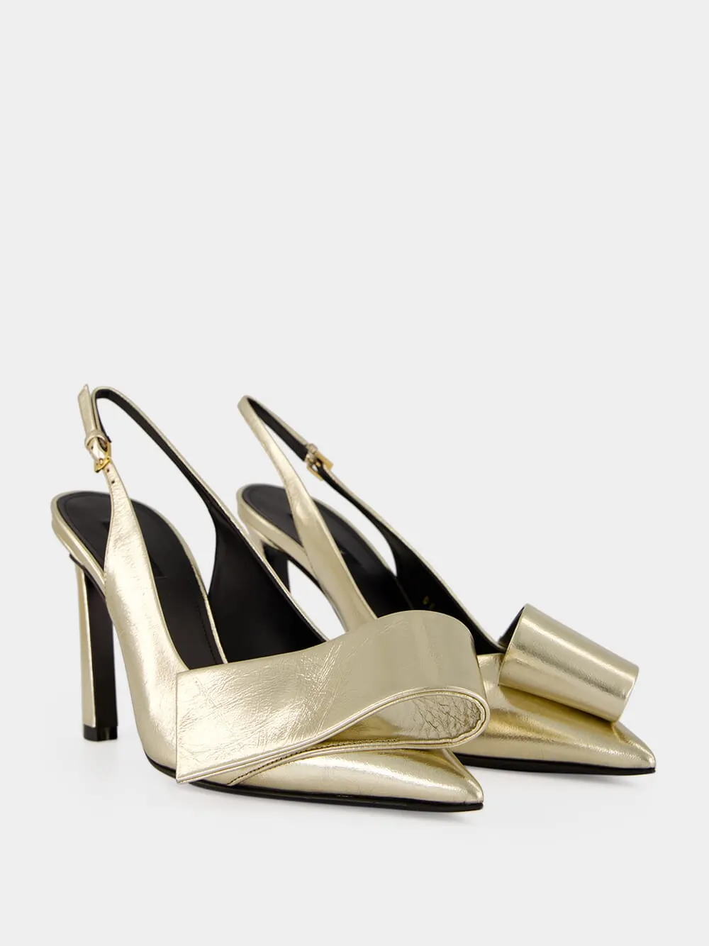 Golden Twisted Ribbon Metallic Slingback Pumps sold by Fashion Clinic product image thumbnail 3