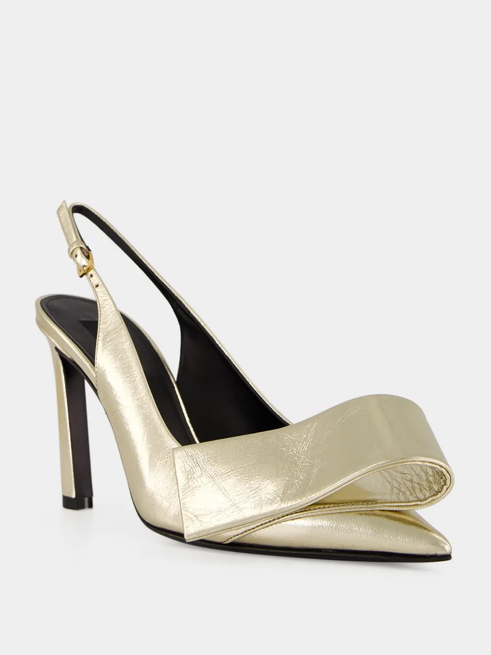 Golden Twisted Ribbon Metallic Slingback Pumps sold by Fashion Clinic product image thumbnail 2
