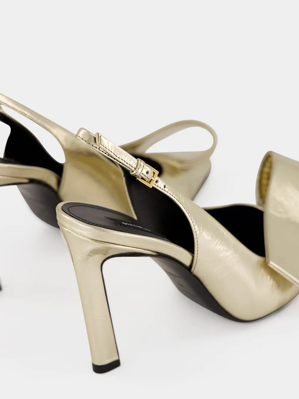 Golden Twisted Ribbon Metallic Slingback Pumps sold by Fashion Clinic product image thumbnail 5