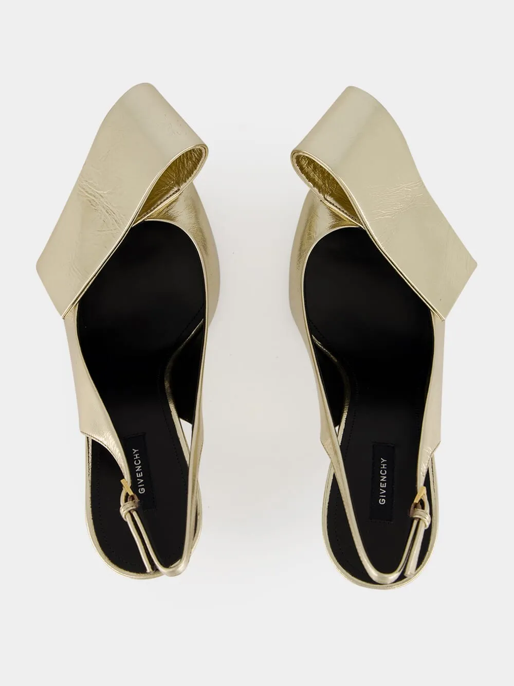 Golden Twisted Ribbon Metallic Slingback Pumps sold by Fashion Clinic product image thumbnail 4