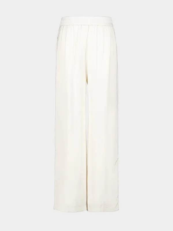 White Satin Straight-Leg Trousers made by Casablanca