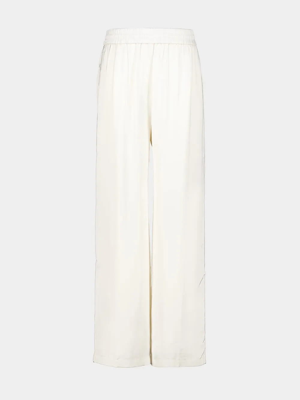 White Satin Straight-Leg Trousers sold by Fashion Clinic