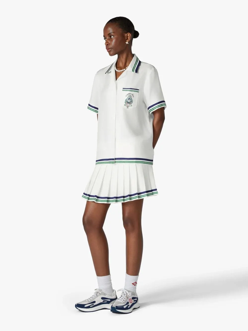 White Pleated Silk Mini Skirt sold by Fashion Clinic product image thumbnail 2
