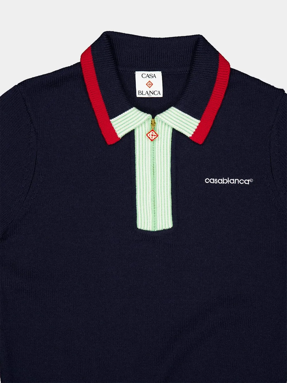 Navy Merino Short Sleeve Polo Shirt sold by Fashion Clinic product image thumbnail 5