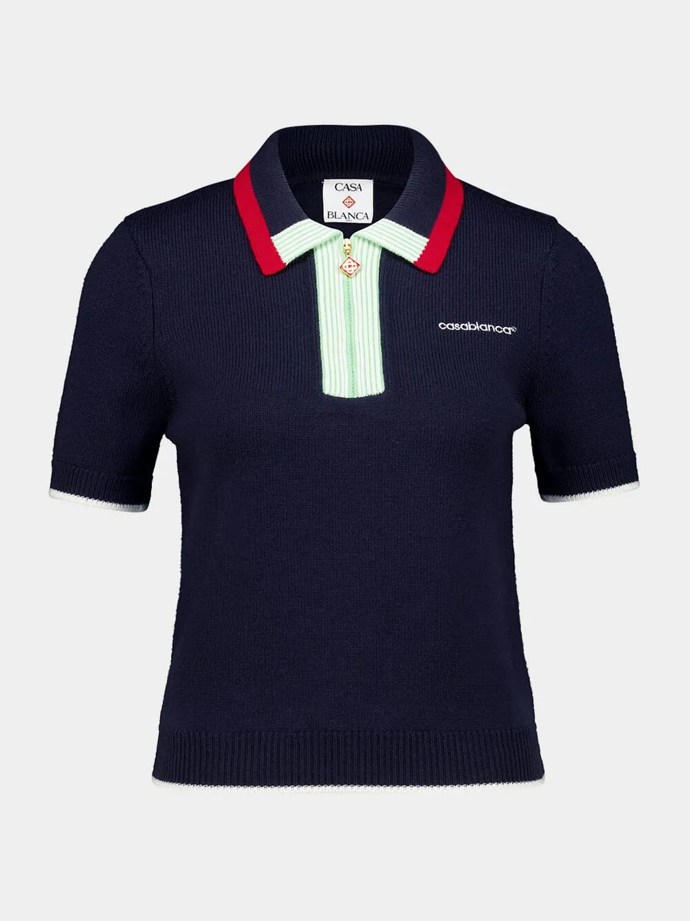 Navy Merino Short Sleeve Polo Shirt sold by Fashion Clinic product image thumbnail 2