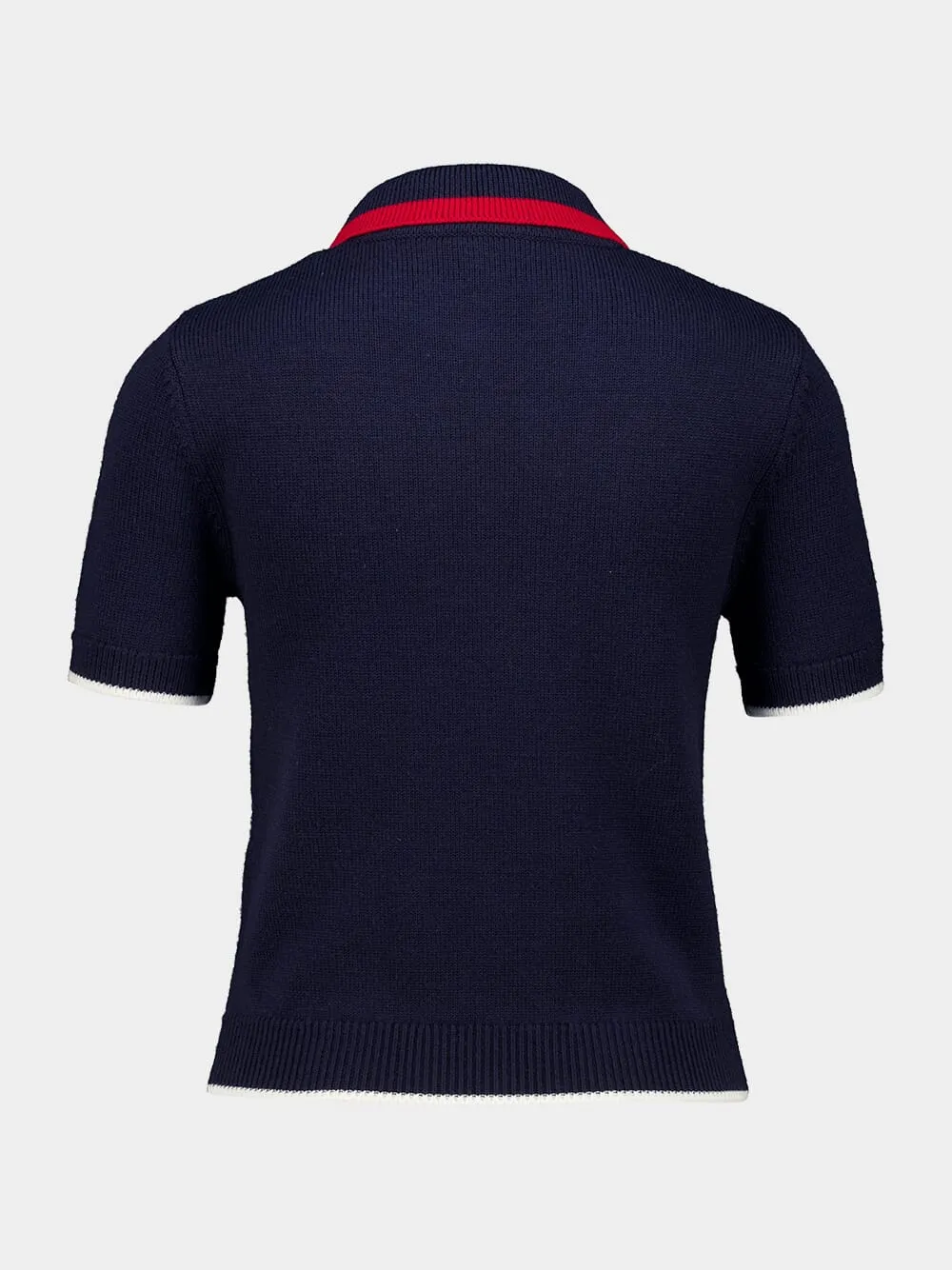 Navy Merino Short Sleeve Polo Shirt sold by Fashion Clinic product image thumbnail 4