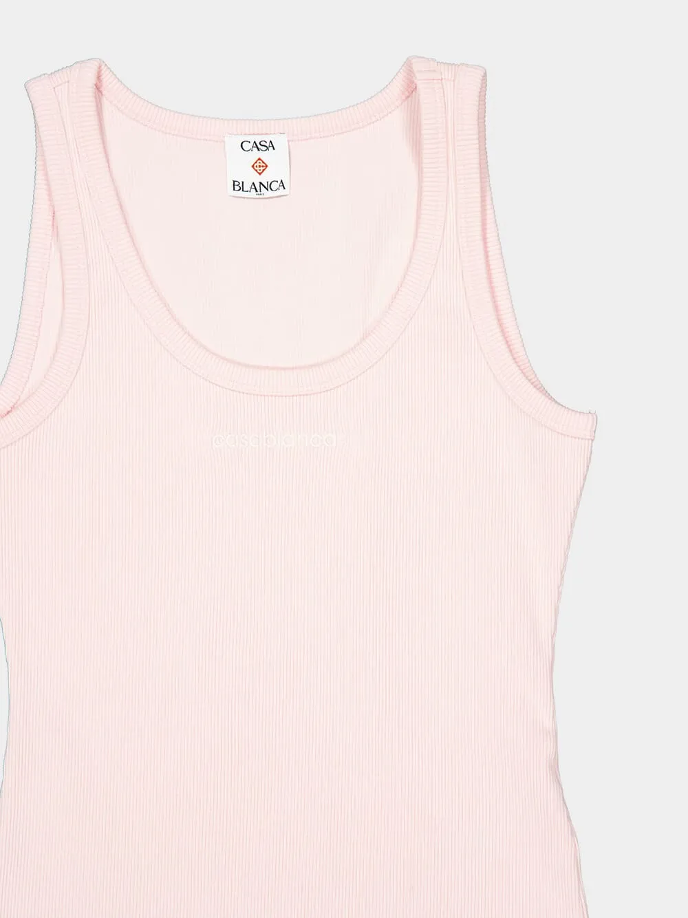 Pink Ribbed Logo Tank Top sold by Fashion Clinic product image thumbnail 3