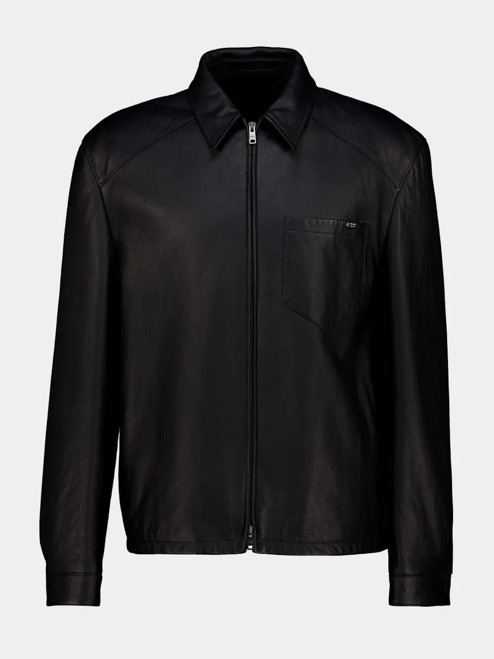 Black Nappa Leather Zip Jacket sold by Fashion Clinic product image thumbnail 2