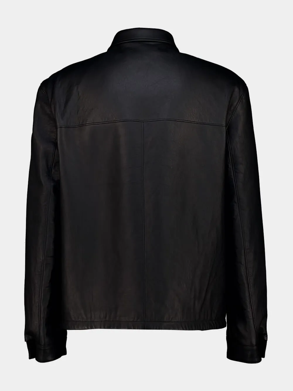 Black Nappa Leather Zip Jacket sold by Fashion Clinic product image thumbnail 4