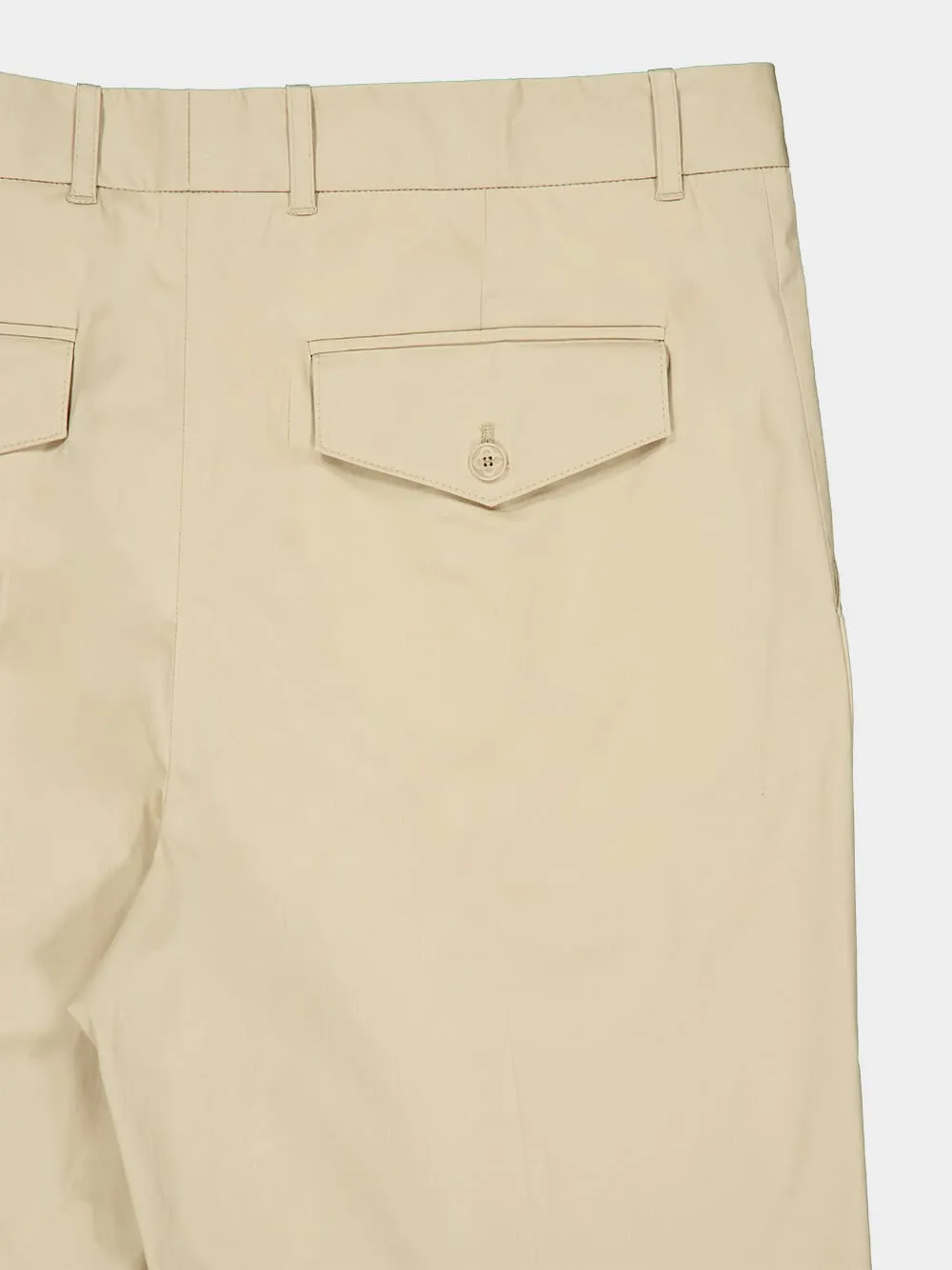 Light Beige Pleated Cotton Trousers sold by Fashion Clinic product image thumbnail 4