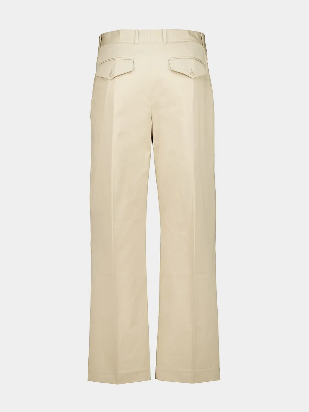 Light Beige Pleated Cotton Trousers sold by Fashion Clinic product image thumbnail 2