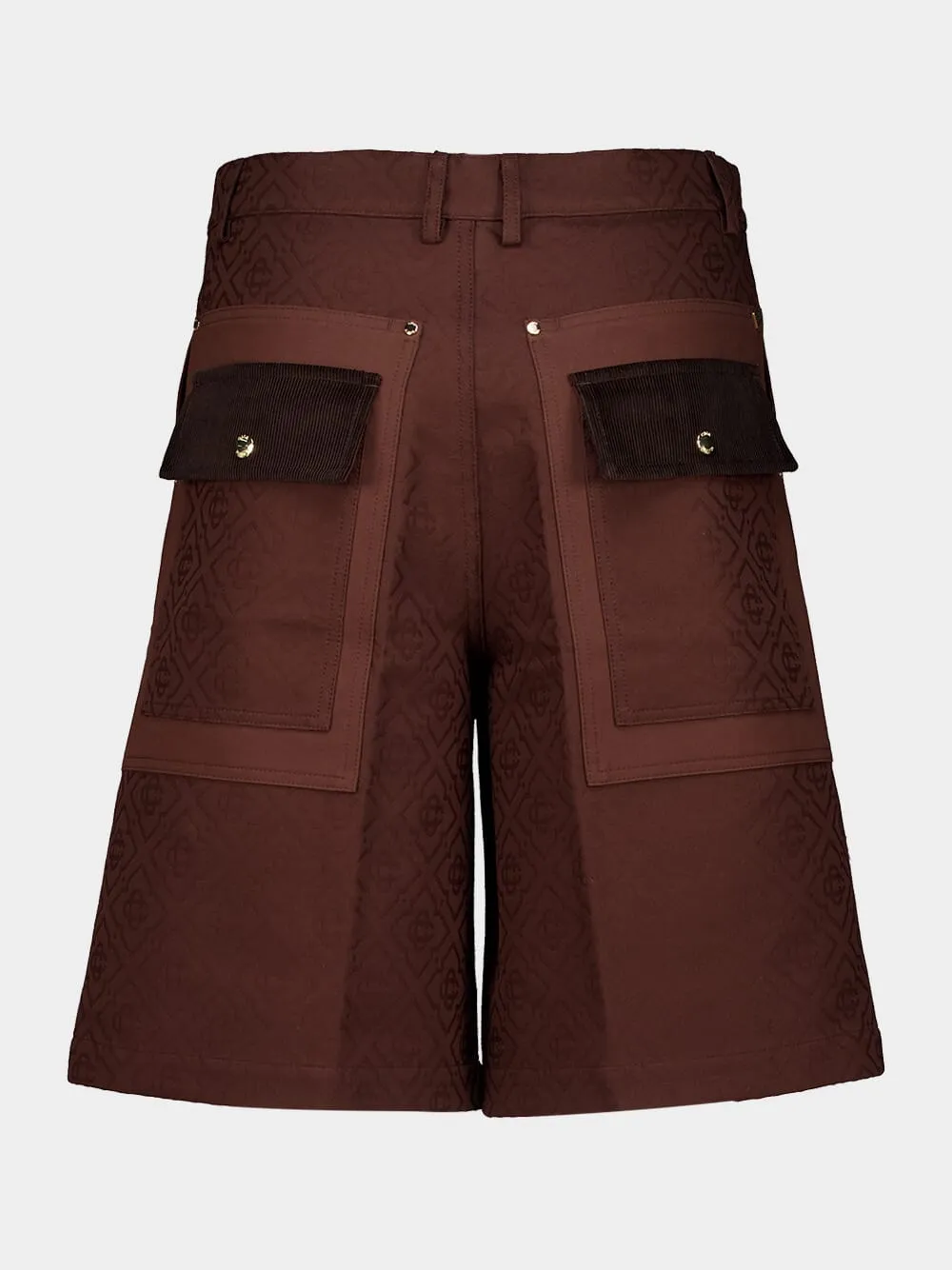 Dark Brown Monogram Cotton Cargo Shorts sold by Fashion Clinic product image thumbnail 2