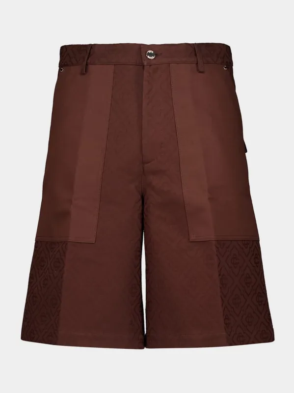 Dark Brown Monogram Cotton Cargo Shorts made by Casablanca