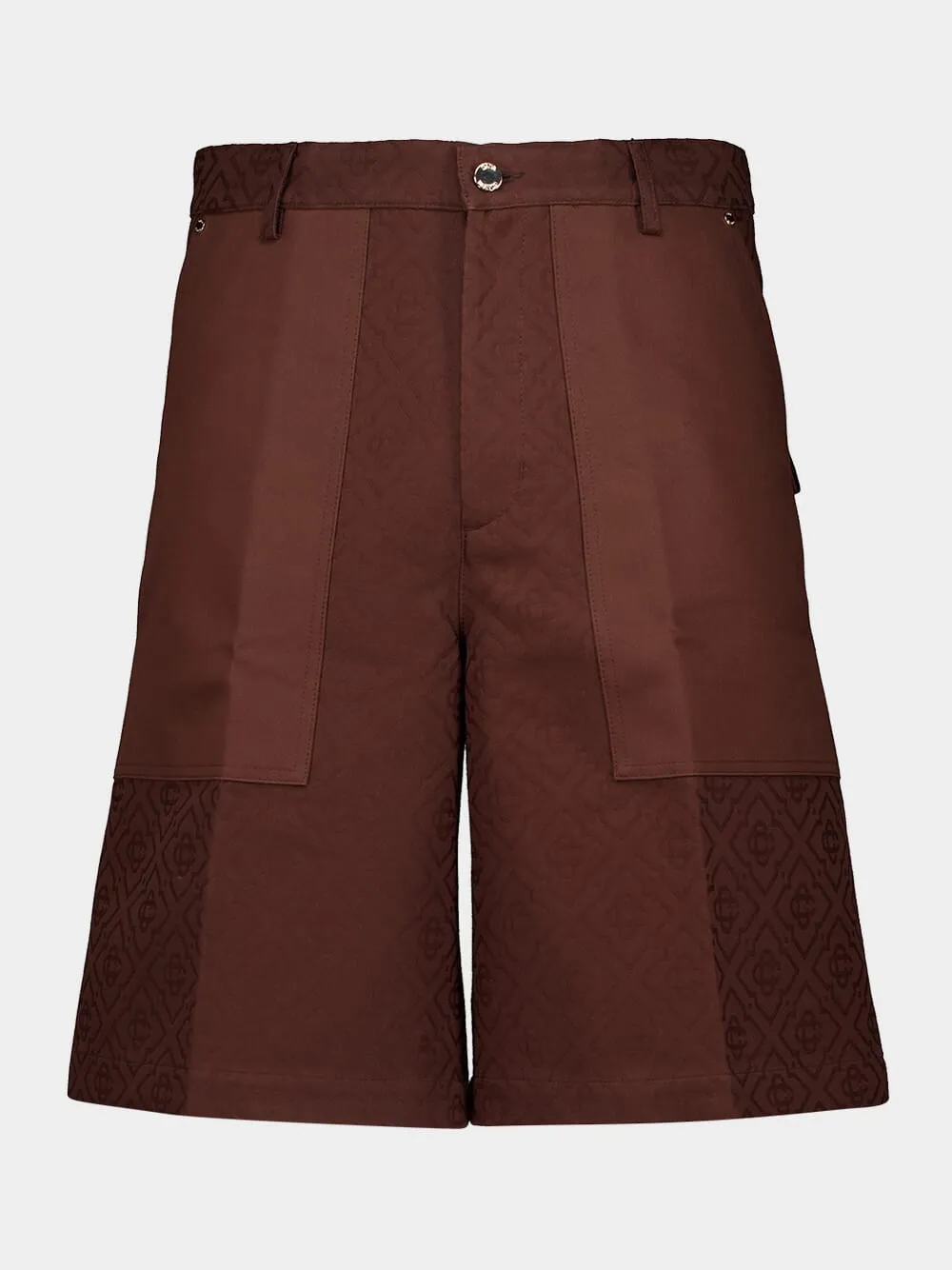 Dark Brown Monogram Cotton Cargo Shorts sold by Fashion Clinic