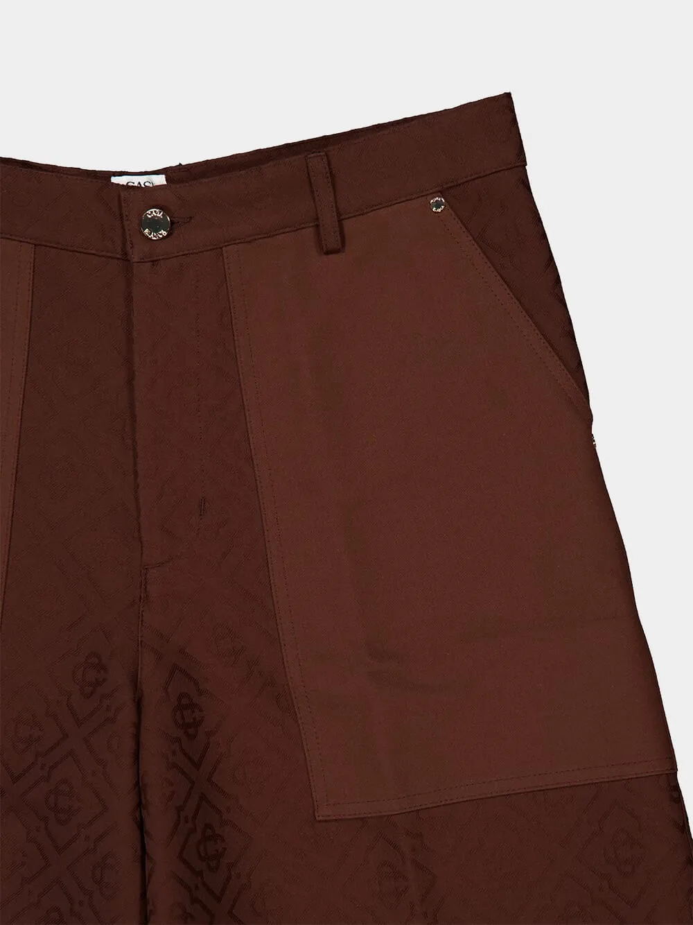 Dark Brown Monogram Cotton Cargo Shorts sold by Fashion Clinic product image thumbnail 3
