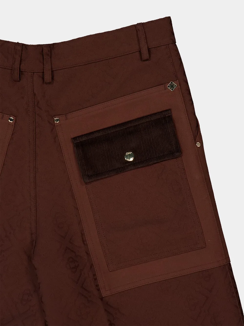 Dark Brown Monogram Cotton Cargo Shorts sold by Fashion Clinic product image thumbnail 4