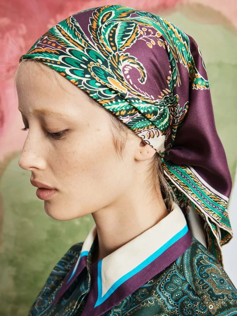 Purple Ruthie Silk Paisley Scarf sold by Fashion Clinic