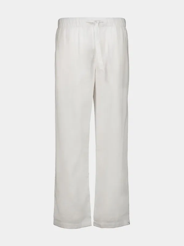 White Luan Cotton-Linen Trousers made by Fashion Clinic