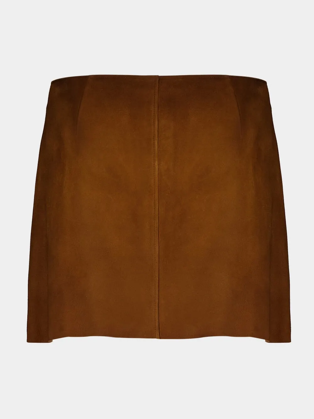 Cognac Waxed Suede Mini Skirt sold by Fashion Clinic product image thumbnail 3
