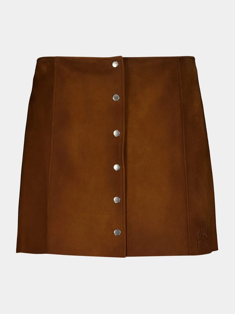 Cognac Waxed Suede Mini Skirt sold by Fashion Clinic