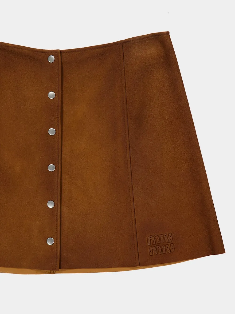 Cognac Waxed Suede Mini Skirt sold by Fashion Clinic product image thumbnail 5