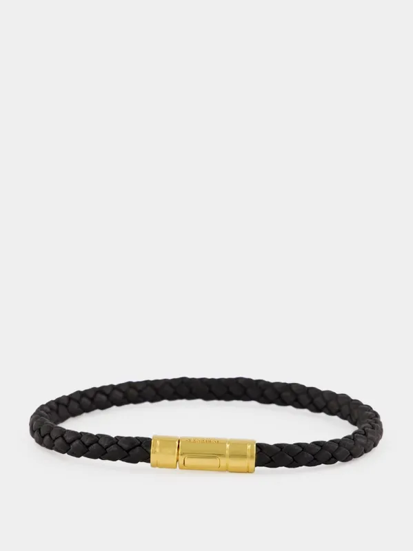Black Woven Leather Bracelet with Brass Clasp made by Tom Ford
