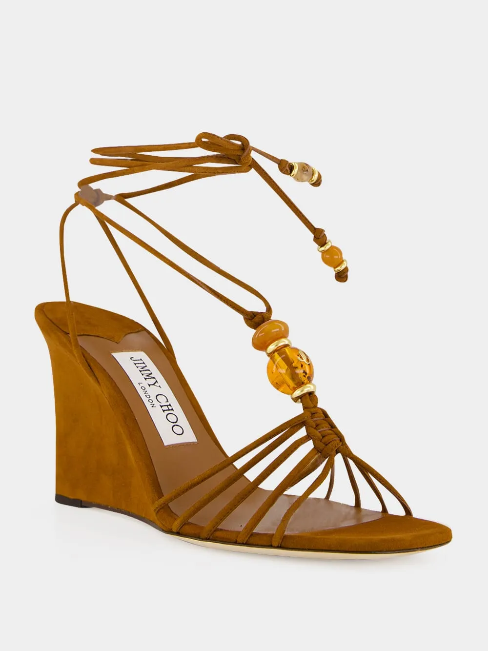 Lova Wedge 85 Tan Suede Beaded Wedges sold by Fashion Clinic product image thumbnail 2