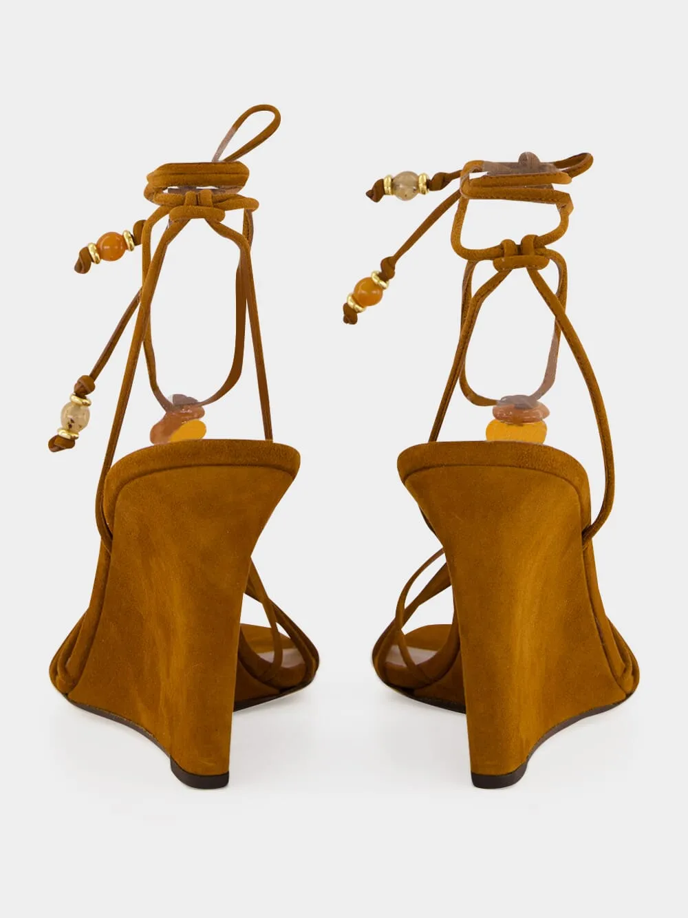 Lova Wedge 85 Tan Suede Beaded Wedges sold by Fashion Clinic product image thumbnail 5