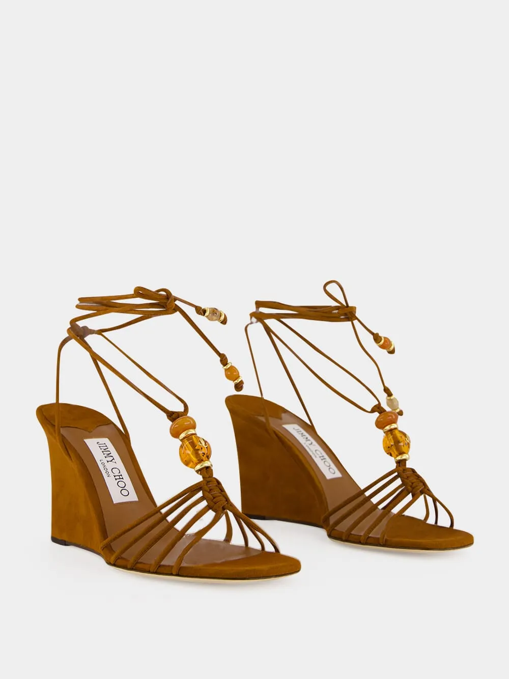 Lova Wedge 85 Tan Suede Beaded Wedges sold by Fashion Clinic product image thumbnail 3