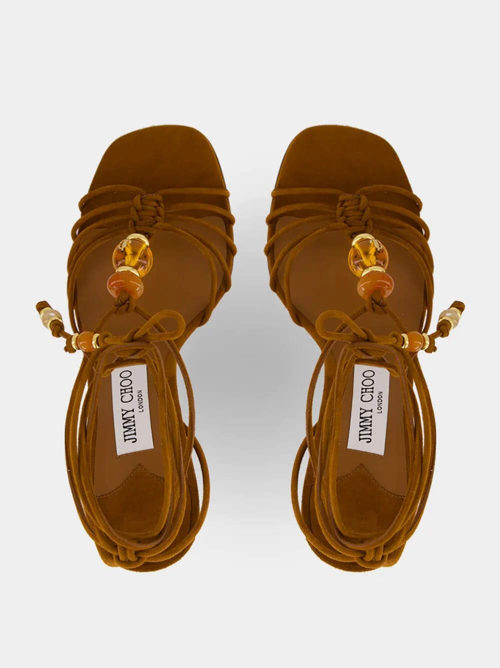 Lova Wedge 85 Tan Suede Beaded Wedges sold by Fashion Clinic product image thumbnail 4