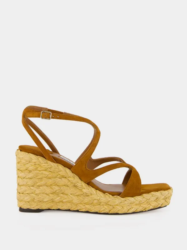 Ayla 85 Tan Suede Wedges made by Jimmy Choo