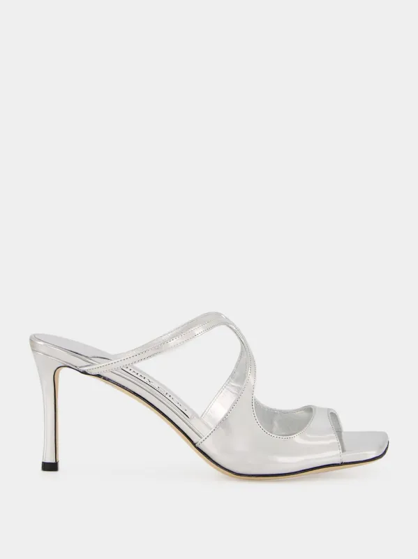Anise 75 Silver Leather Mules made by Jimmy Choo