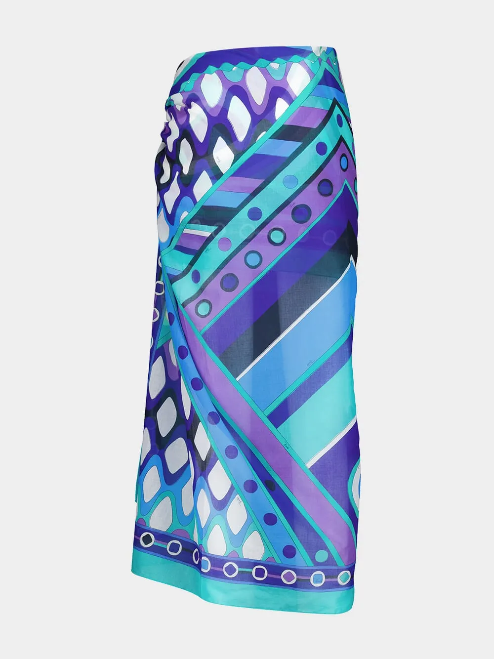 Turquoise and Blue Vivara Print Cotton Sarong sold by Fashion Clinic product image thumbnail 3