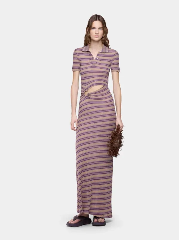 Purple Striped Piercing Jersey Maxi Dress made by Rabanne