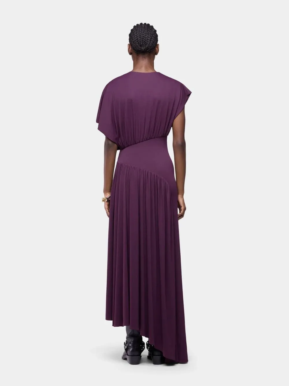 Magenta Asymmetrical Jersey Maxi Dress sold by Fashion Clinic product image thumbnail 3