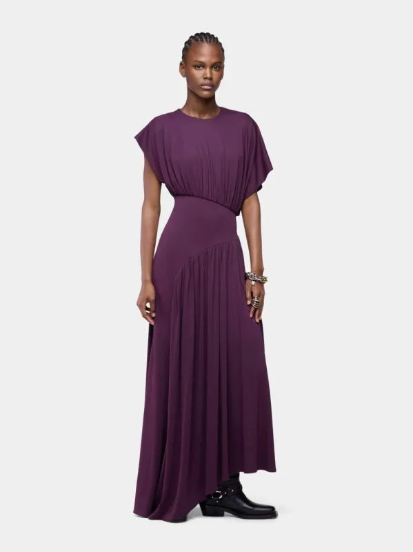 Magenta Asymmetrical Jersey Maxi Dress made by Rabanne