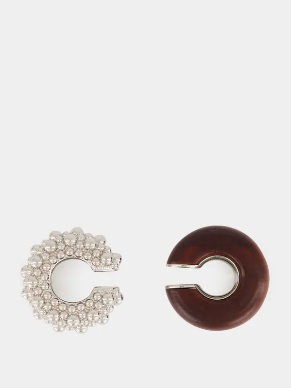 Brown Wood and Brass Earcuffs made by Rabanne