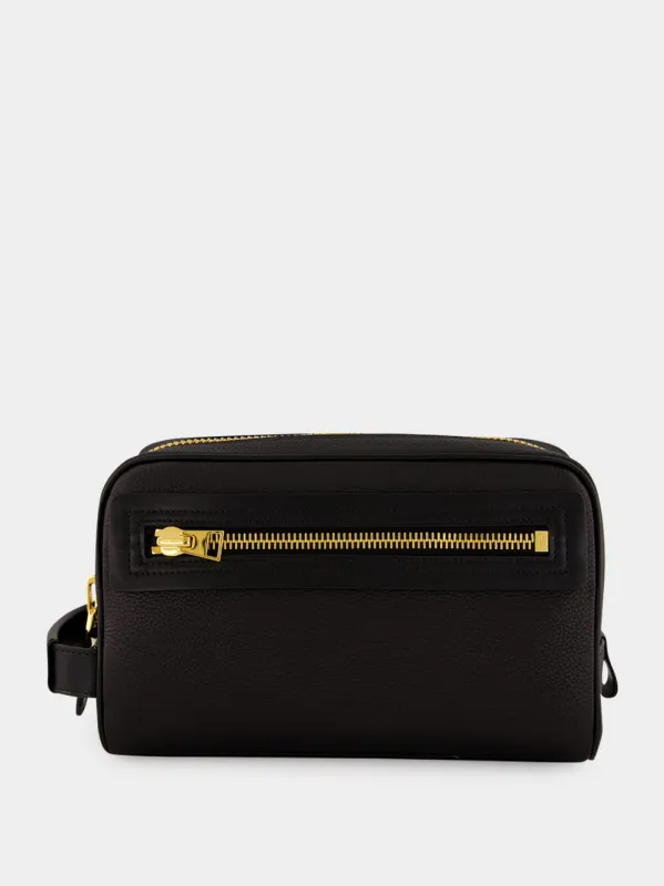 Black Grain Leather Toiletry Case made by Tom Ford