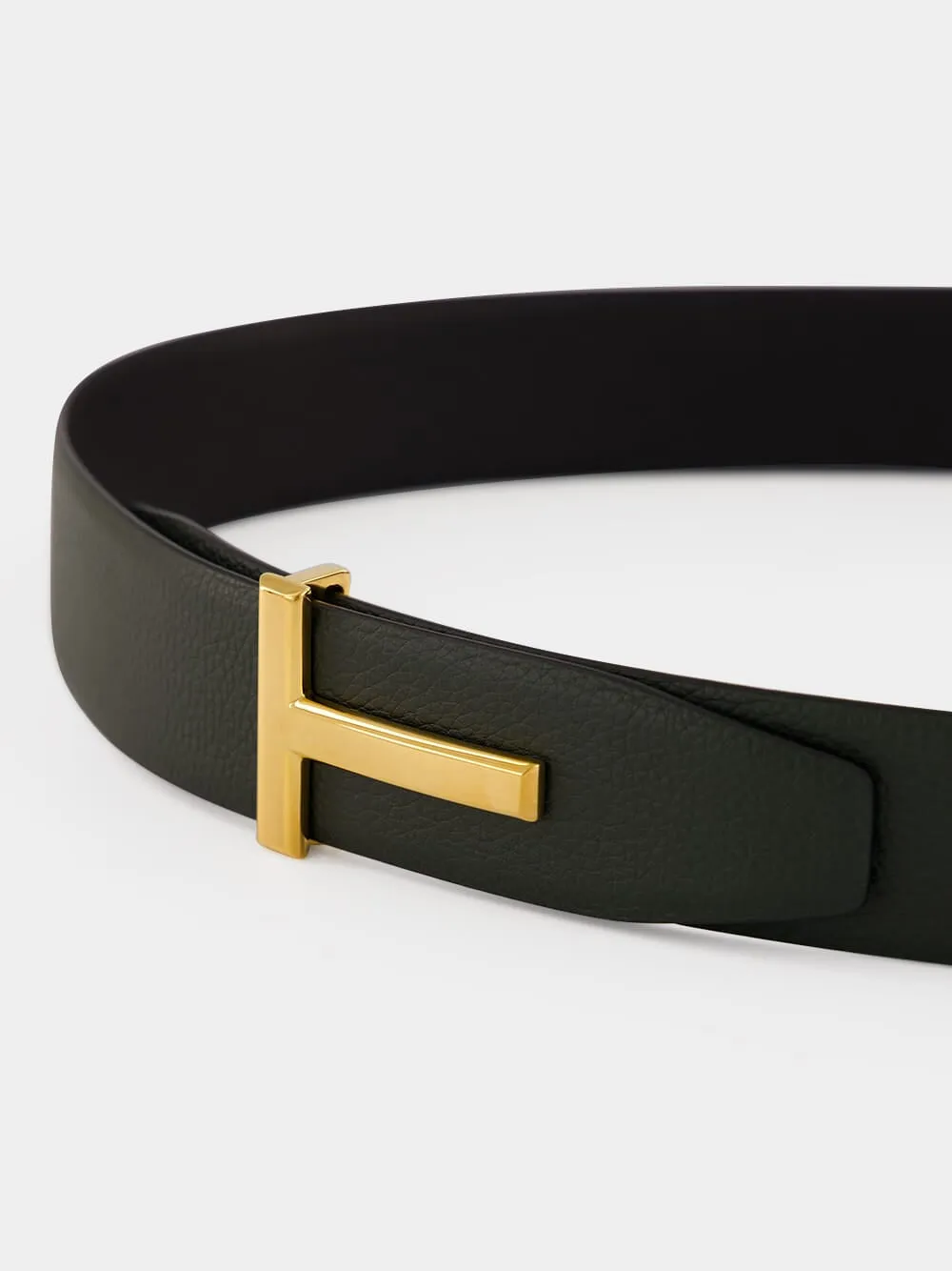 Black Grain Leather T Icon Belt sold by Fashion Clinic product image thumbnail 3