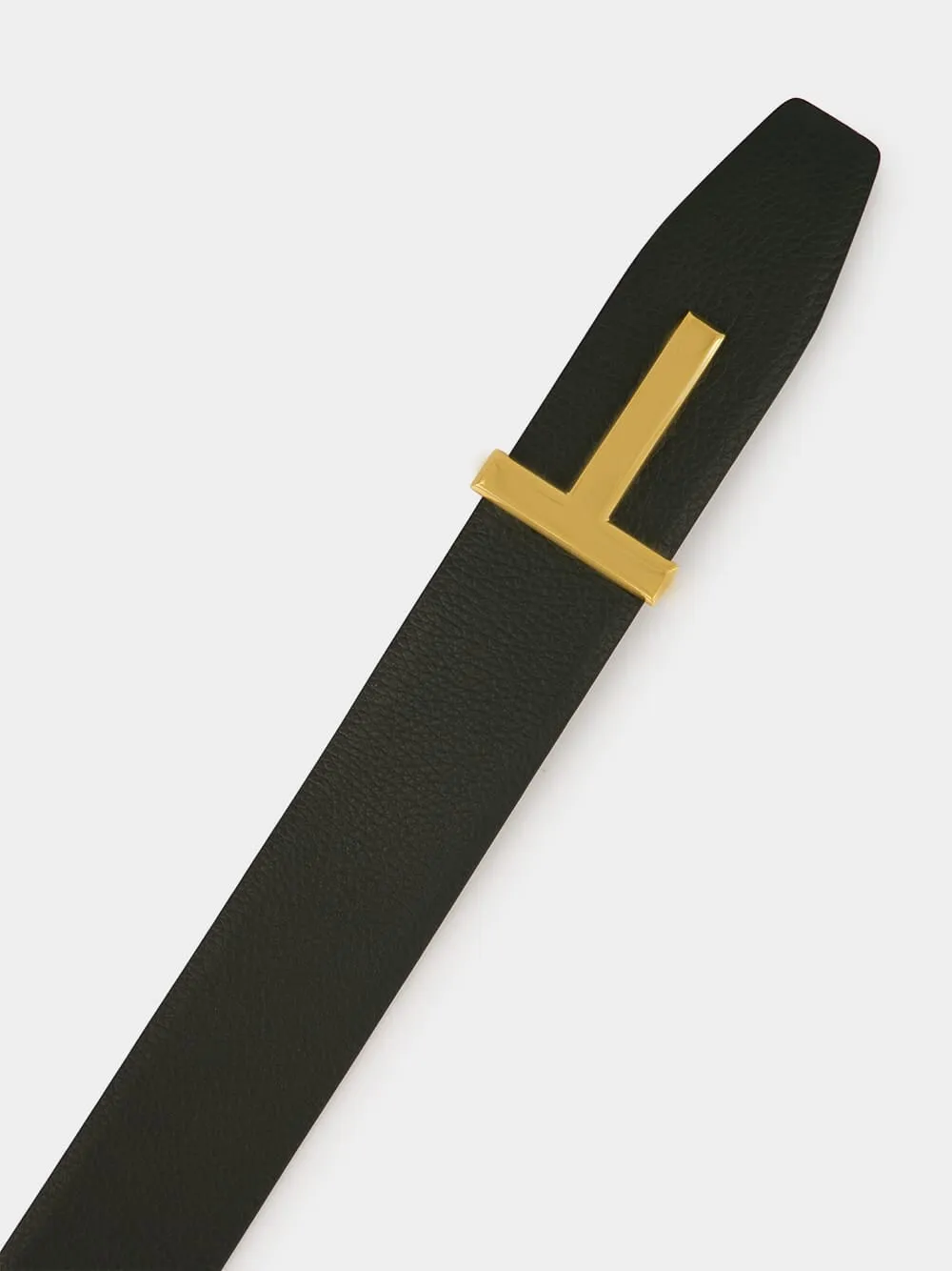 Black Grain Leather T Icon Belt sold by Fashion Clinic product image thumbnail 2