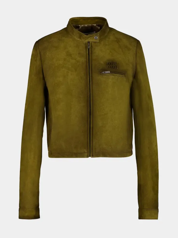Green Waxed Suede Jacket made by Miu Miu