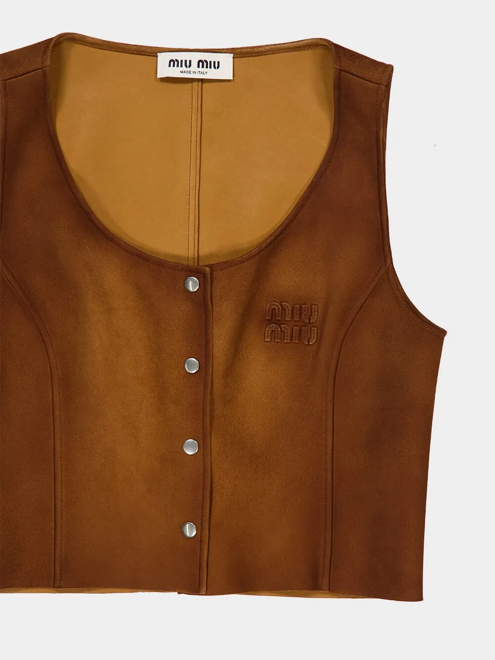 Cognac Waxed Suede Top sold by Fashion Clinic product image thumbnail 3