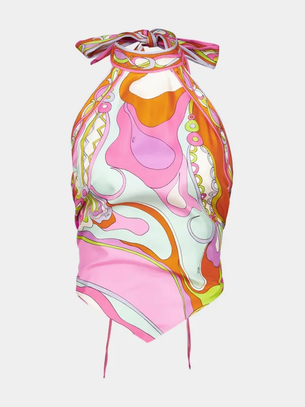 Orchidee Print Silk Top made by Emilio Pucci