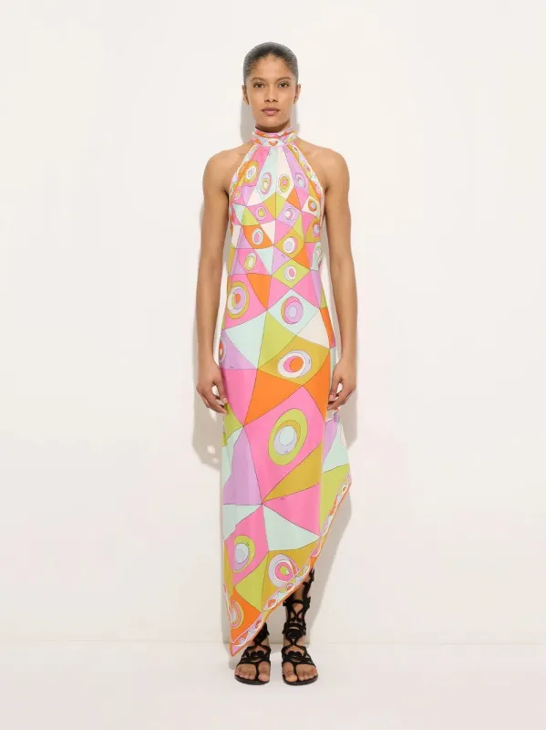 Occhi Print Silk Halter Dress made by Emilio Pucci