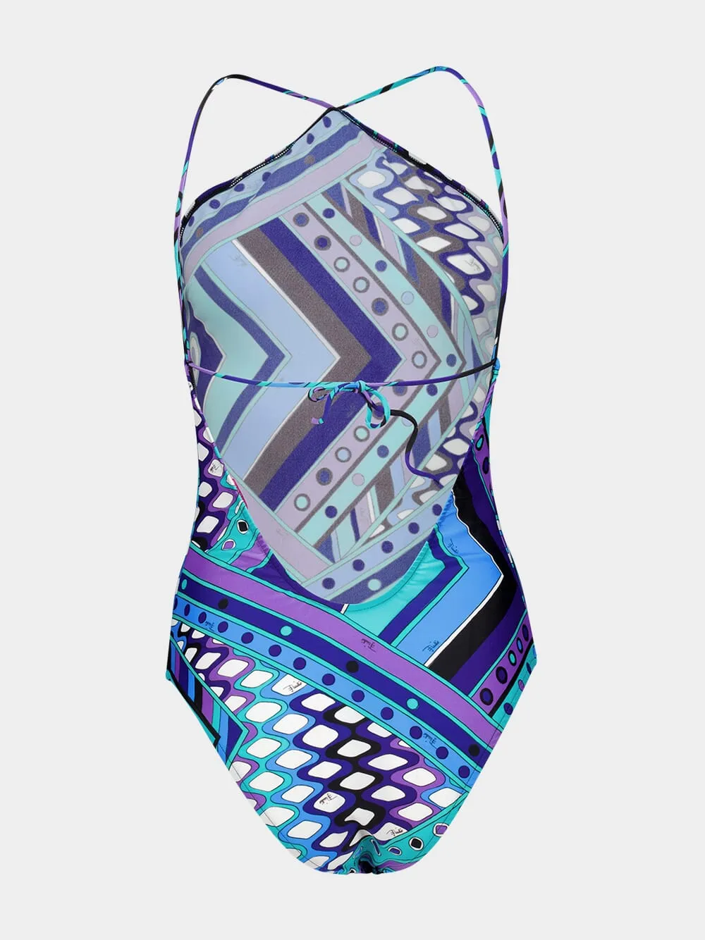 Turquoise and Blue Vivara Print Cross-Strap Swimsuit sold by Fashion Clinic product image thumbnail 3