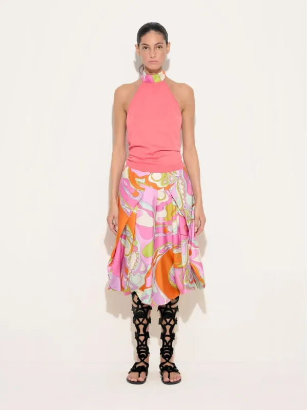 Fuchsia Silk Detail Halterneck Top made by Emilio Pucci