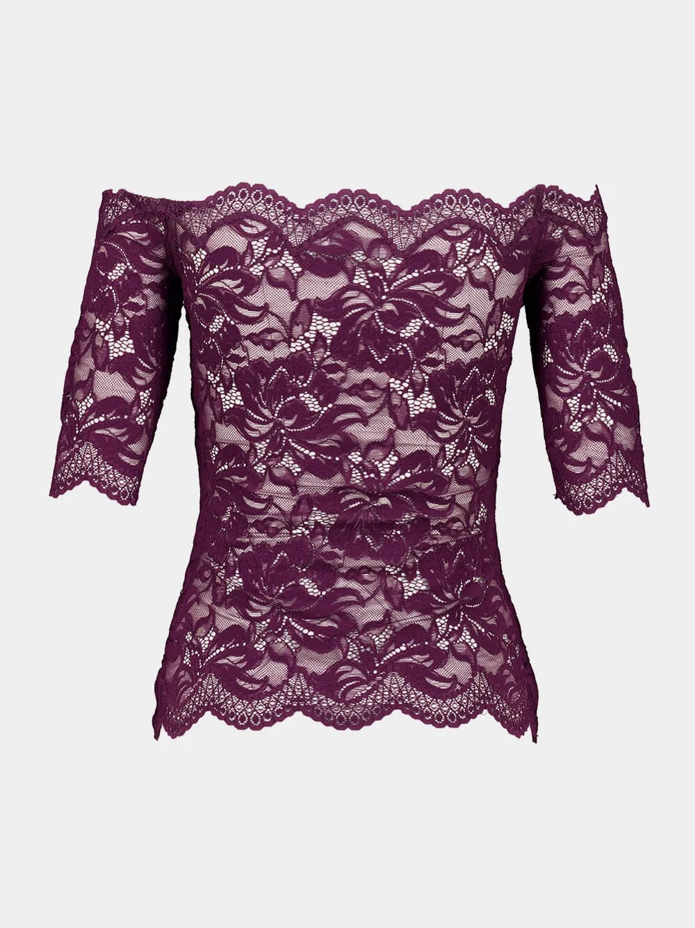 Magenta Layered Lace Off-Shoulder Top sold by Fashion Clinic product image thumbnail 4