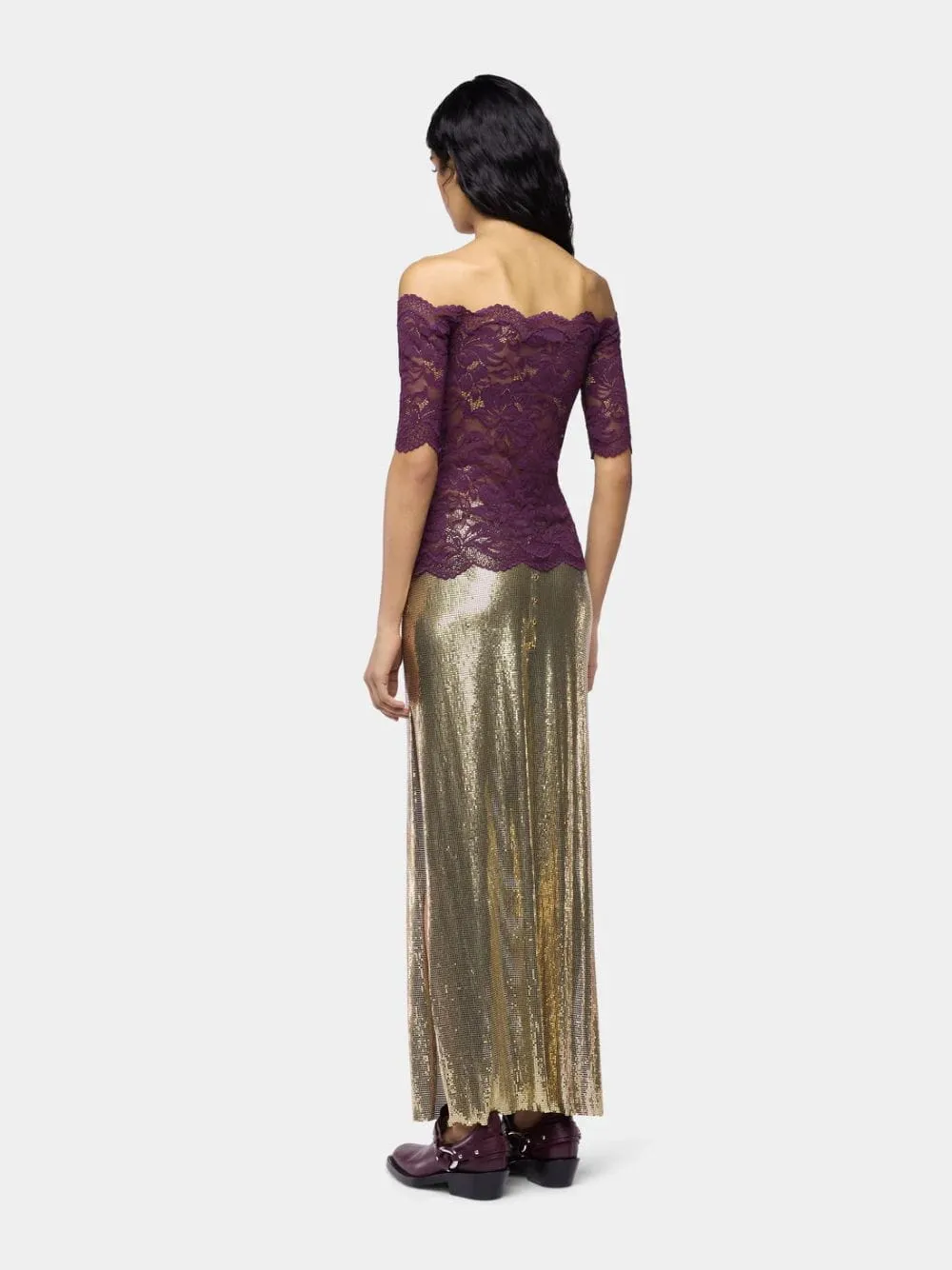 Magenta Layered Lace Off-Shoulder Top sold by Fashion Clinic product image thumbnail 3