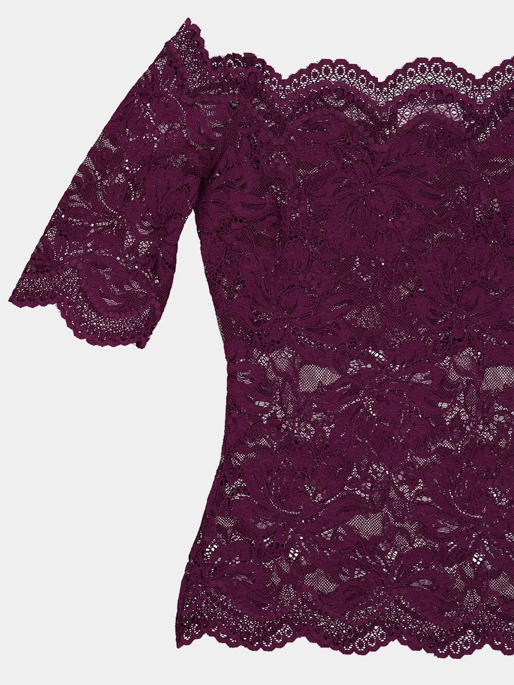 Magenta Layered Lace Off-Shoulder Top sold by Fashion Clinic product image thumbnail 5